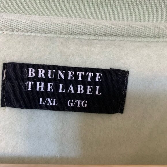 Brunette The Label "JET BLACK" Not Your Boyfriend's Crew Neck Sage L/XL NWT - Picture 2 of 8